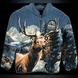Rocky Mountain National Park Sweatshirt Youth Boys Pullover Size 8 Sherpa Elk